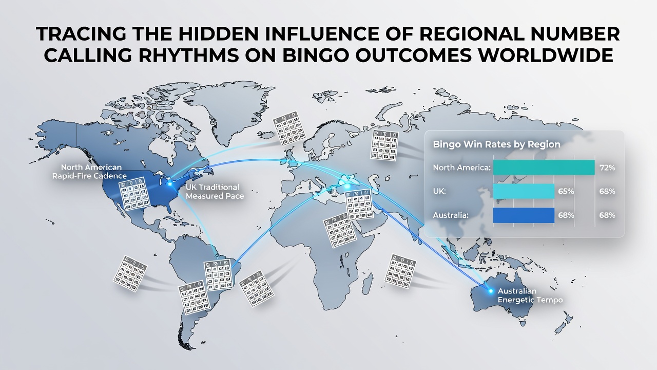 Bingo callers demonstrating different regional rhythms and pacing in halls across continents