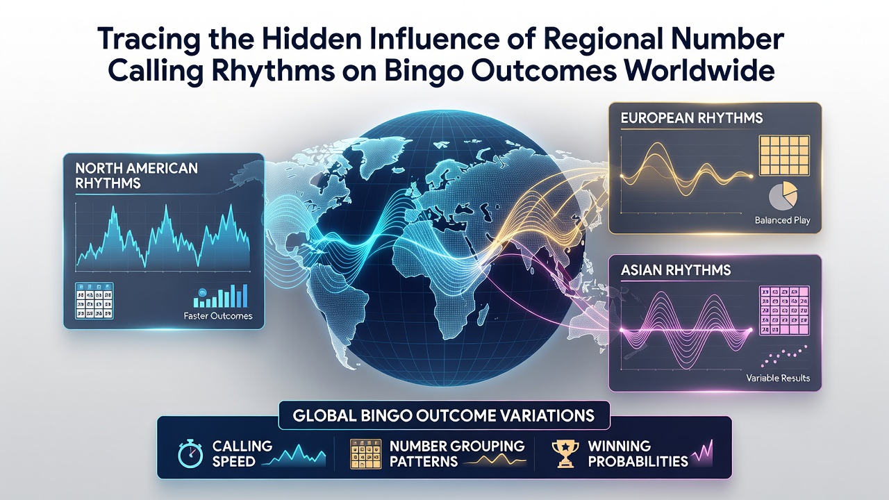 Global bingo data charts illustrating regional differences in calling speeds and win distributions